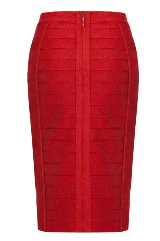 Woman wearing a figure flattering  Pencil High Waist Bandage Knee Length Cocktail Skirt - Red Wine BODYCON COLLECTION