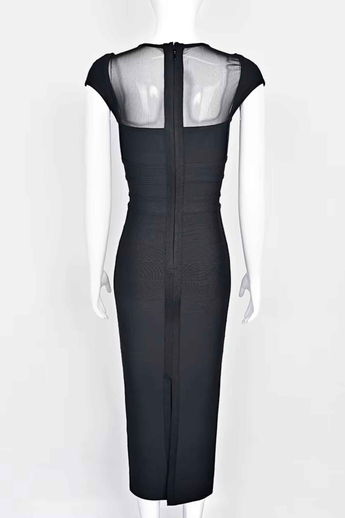 Woman wearing a figure flattering  Rory Bandage Maxi Dress - Classic Black BODYCON COLLECTION Pty Ltd
