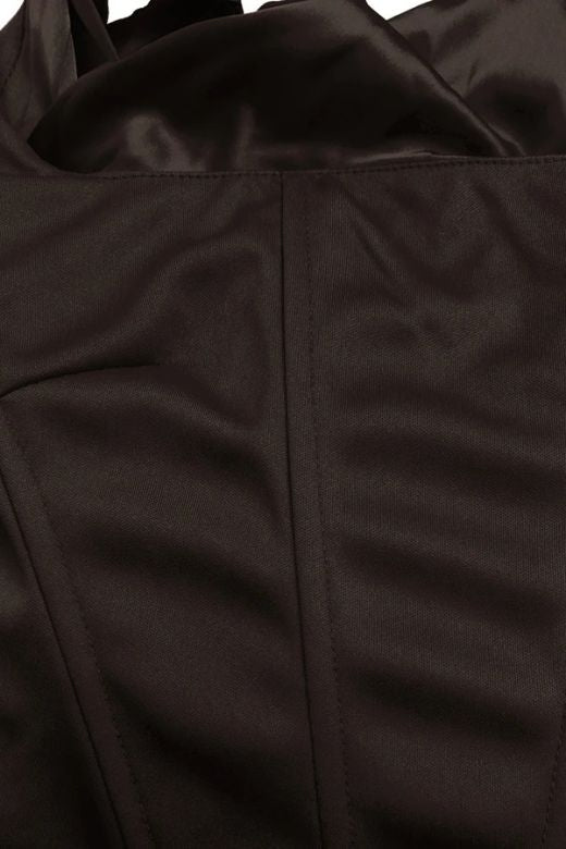 Woman wearing a figure flattering  Sabrina Wrap Top and Maxi Skirt Outfit Set - Chocolate Brown BODYCON COLLECTION