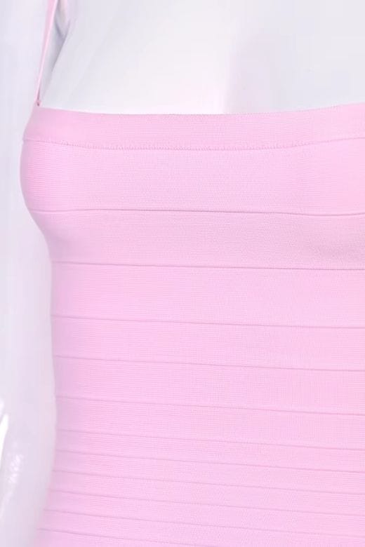 Woman wearing a figure flattering  Scarlett Bandage Tank Top - Dusty Pink BODYCON COLLECTION Pty Ltd