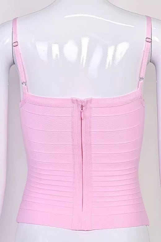 Woman wearing a figure flattering  Scarlett Bandage Tank Top - Dusty Pink BODYCON COLLECTION Pty Ltd