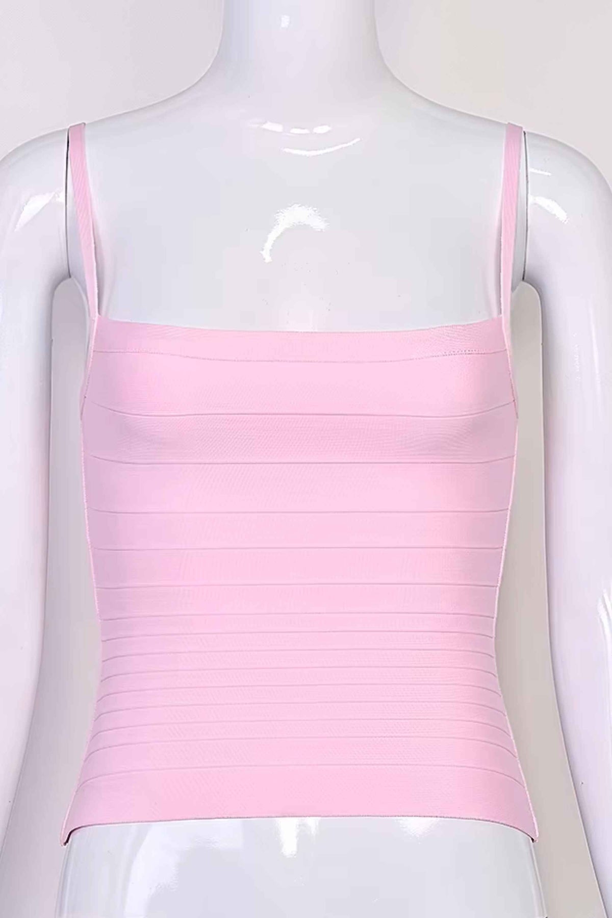 Woman wearing a figure flattering  Scarlett Bandage Tank Top - Dusty Pink BODYCON COLLECTION Pty Ltd